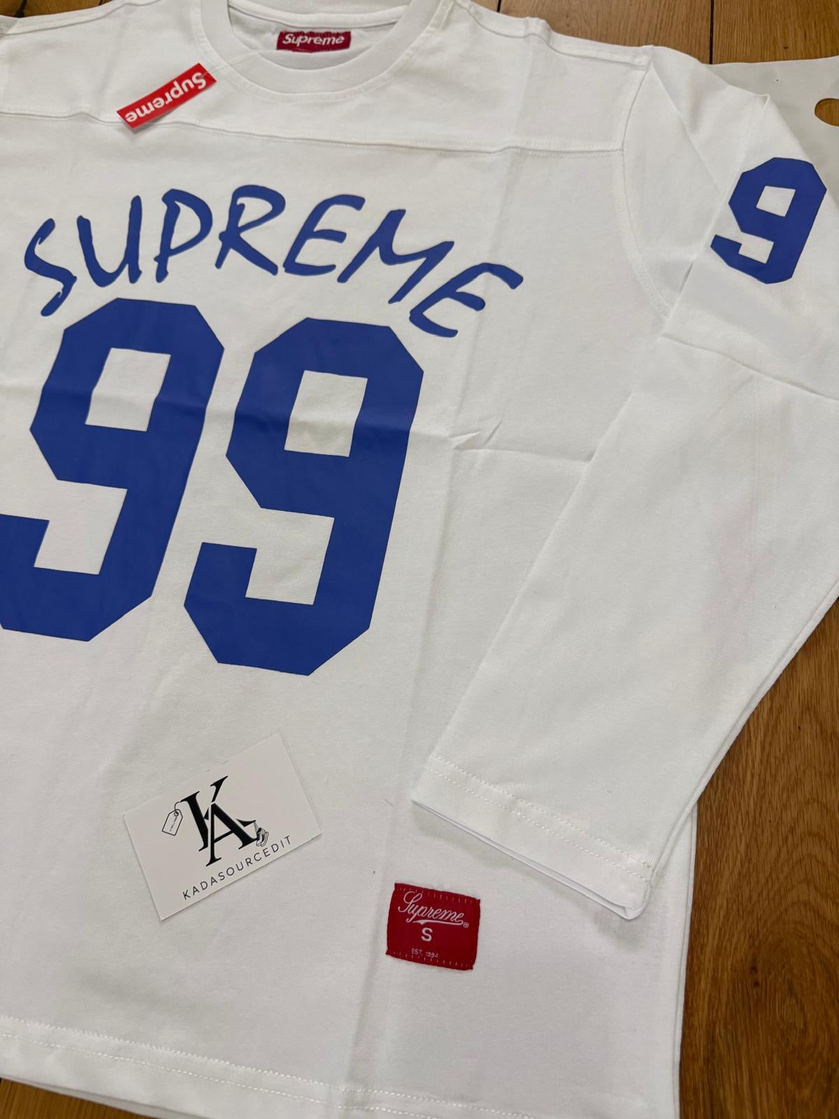Supreme “99” White/Blue Jersey Long Sleeve