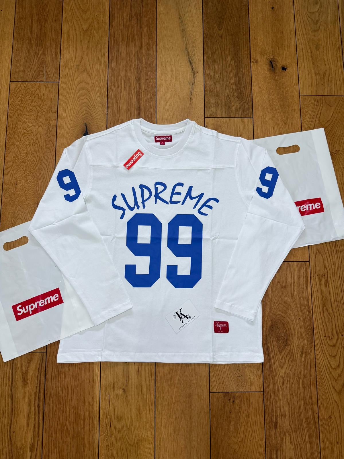 Supreme “99” White/Blue Jersey Long Sleeve