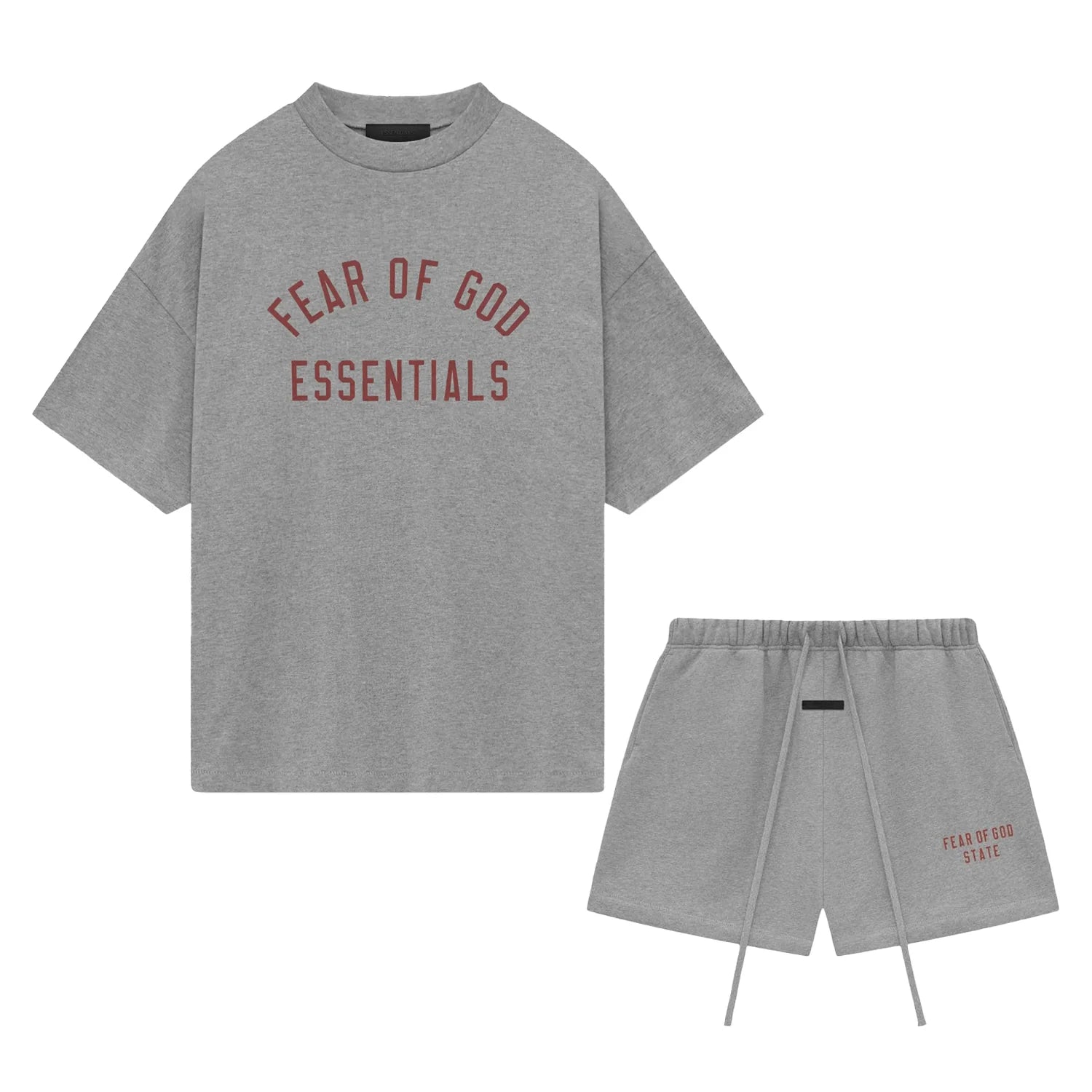 Essentials FW24 ‘Dark Heather/Red’ Short Set